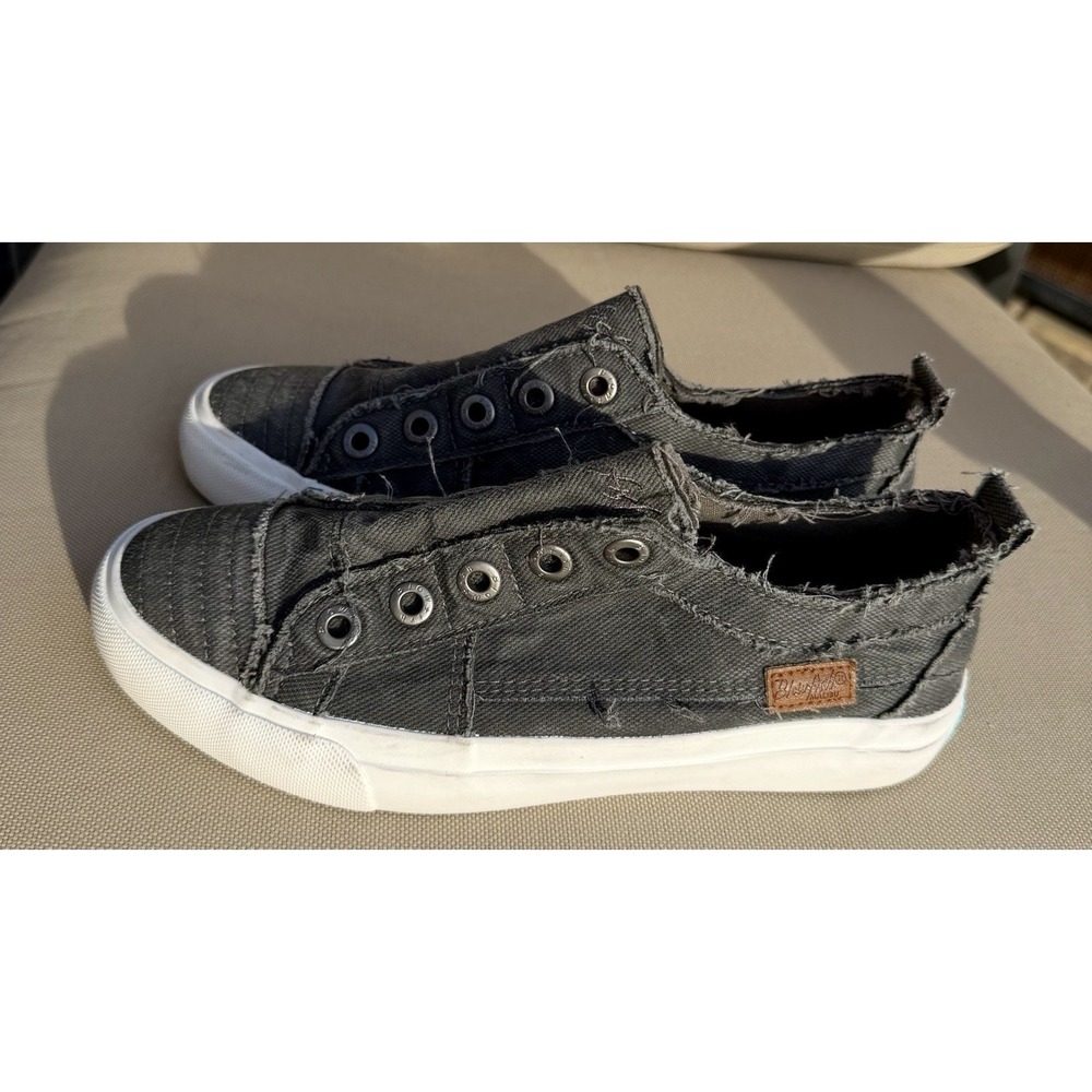 Blowfish Malibu Gray Canvas W7 Slip-On Low Top Sneakers Rubber Outsole - Picture 4 of 7